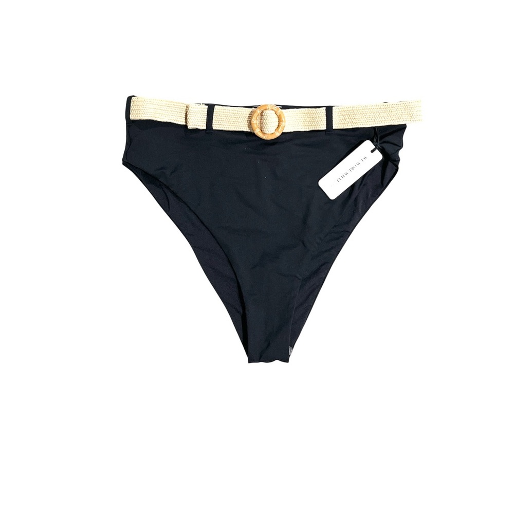 WEWOREWHAT Black Bikini Bottom with Cream Belt, BNWT, Small